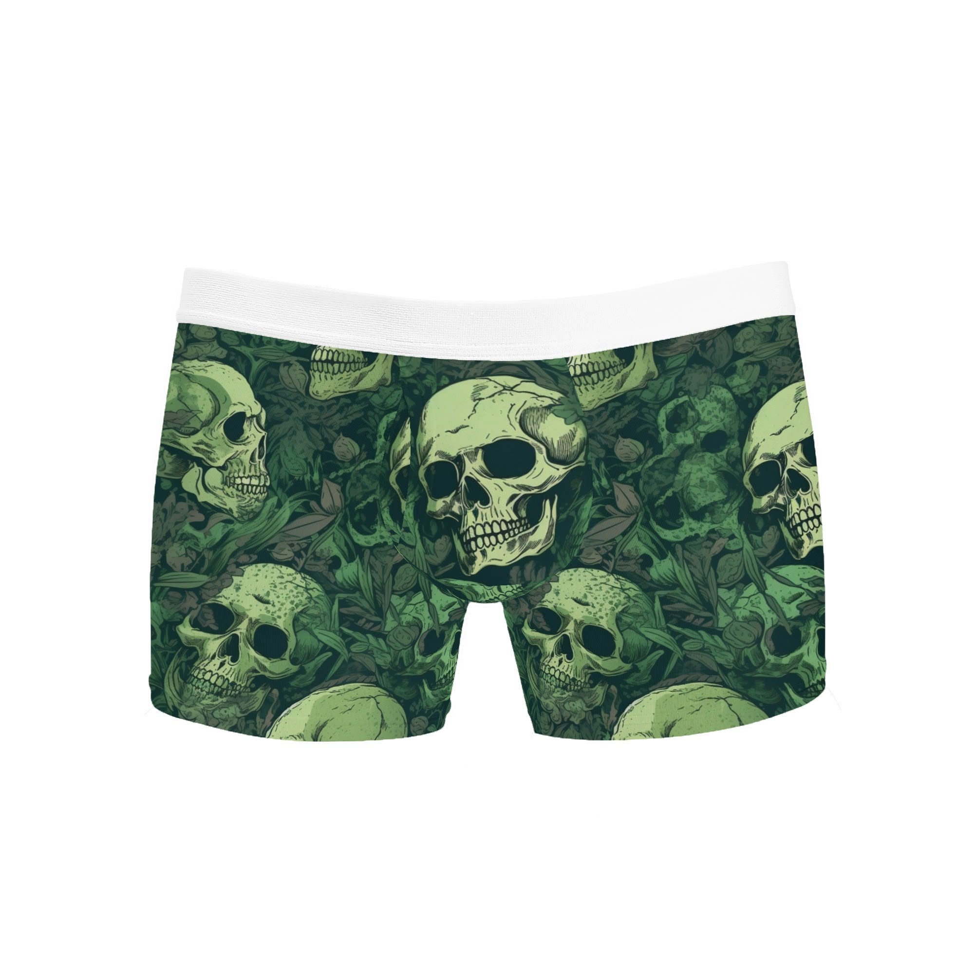 Green Skulls Boxer Briefs for Men - Comfortable Cotton Underwear with Unique Skull Print - Perfect for Casual Wear, Gym & Everyday Use