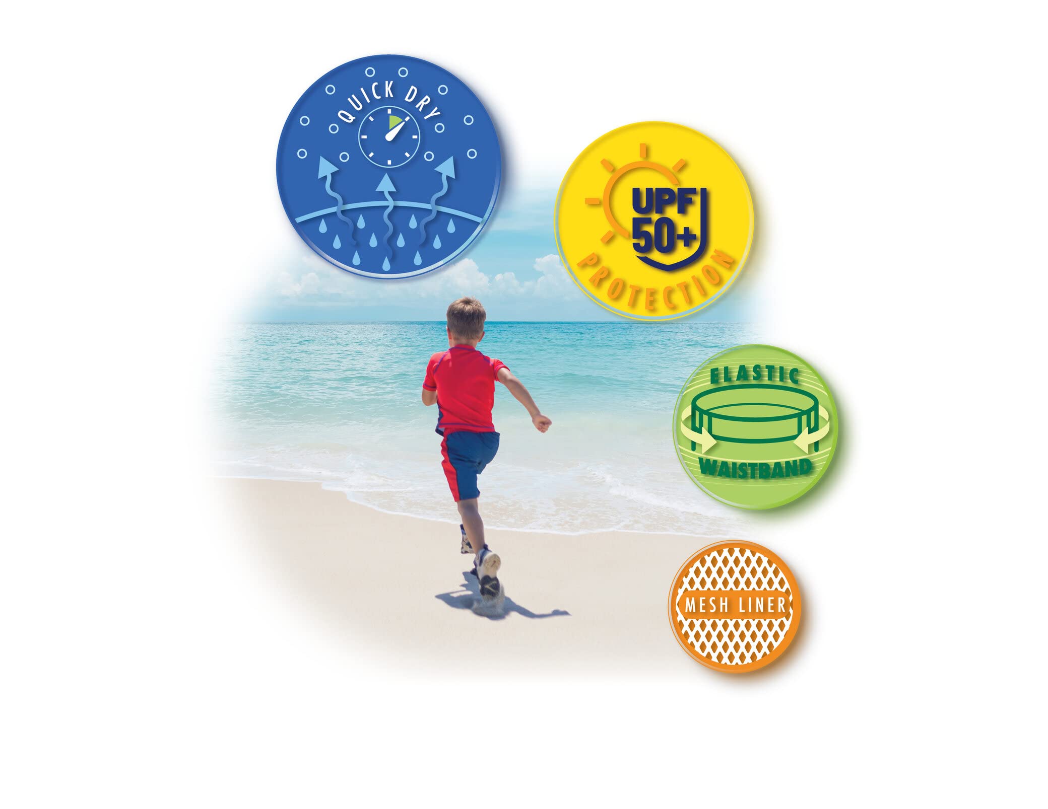 Dreamwave UPF 50+ Swim Trunks for Boys - Quick Dry Bathing Suits with Sun Protection for Infants & Toddlers - Perfect for Beach, Pool & Summer Water Activities