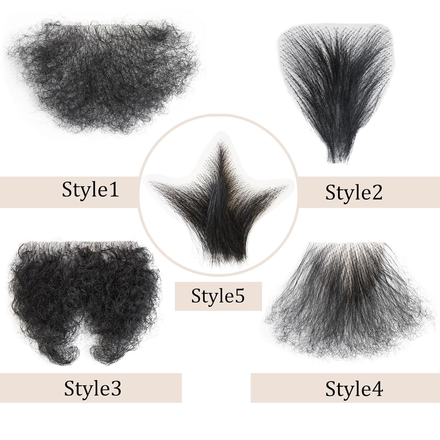 Handmade Fake Private Hair Bikini Hair Extensions - Temperature Resistant Fiber for Adding Volume (Style 2, Natural Black) | Perfect for Swimwear, Costumes & Body Confidence Enhancement