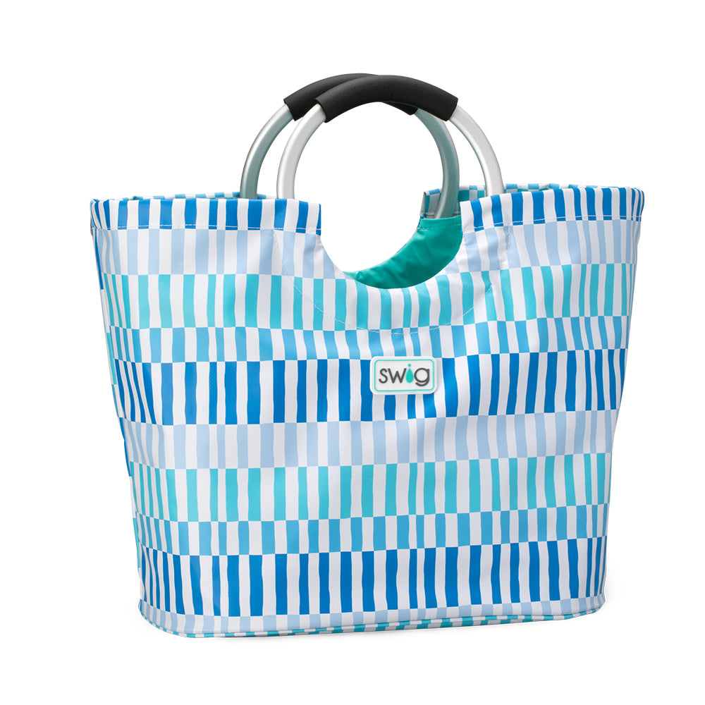 Glacier Stripe Loopi Tote Bag - Stylish Reusable Shopping Bag for Women, Eco-Friendly Grocery Tote with Pockets - Perfect for Work, Travel, and Beach Days