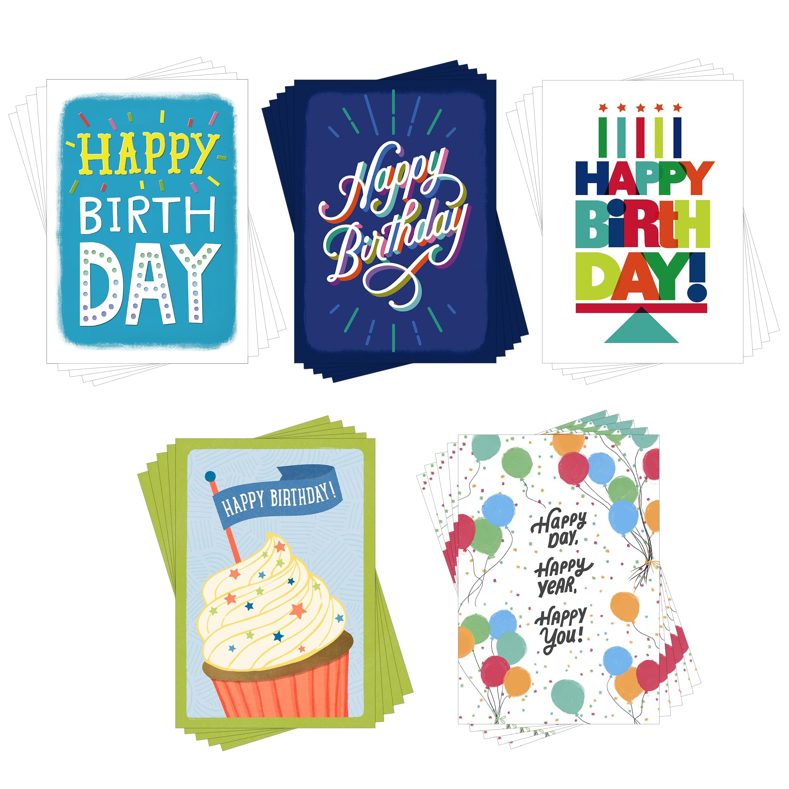 Hallmark Business Bulk 25 Pack Assorted Birthday Cards for Employees & Customers - Colorful 5x7 Greeting Cards with Envelopes & Pre-Written Messages - Perfect for Office Celebrations, Client Appreciation & Corporate Gifting