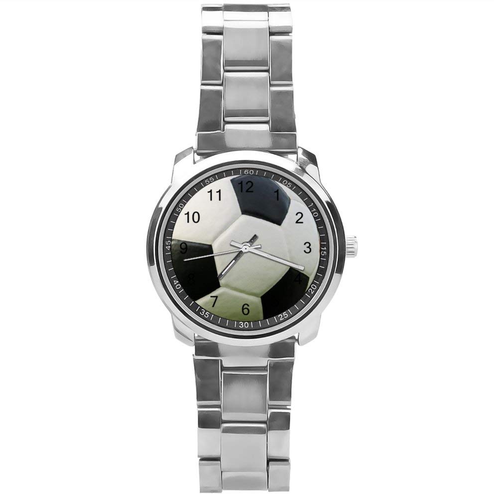 Yolocal Soccer Ball Analog Wrist Watch for Boys - Stainless Steel Strap - Perfect for Sports, School & Everyday Wear