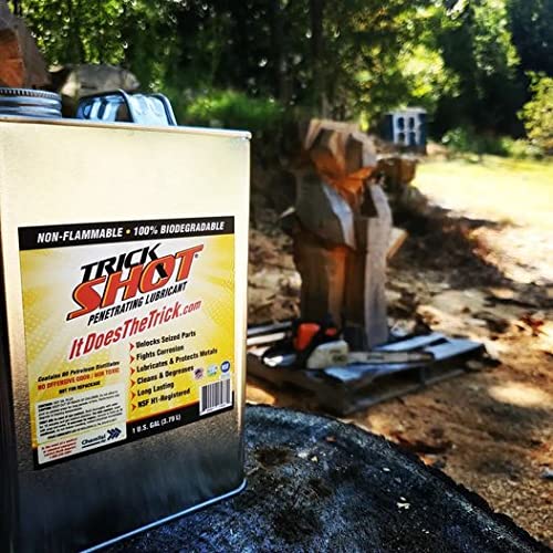 Trick Shot 3-in-1 Penetrating Lubricant Oil - Non-Toxic, Non-Flammable, Eco-Friendly Food Grade Industrial Spray - Biodegradable Anti-Seize Lubricant for Rust Protection, Degreasing & Cleaning - 1 Gallon - Perfect for Automotive, Machinery & Household Maintenance
