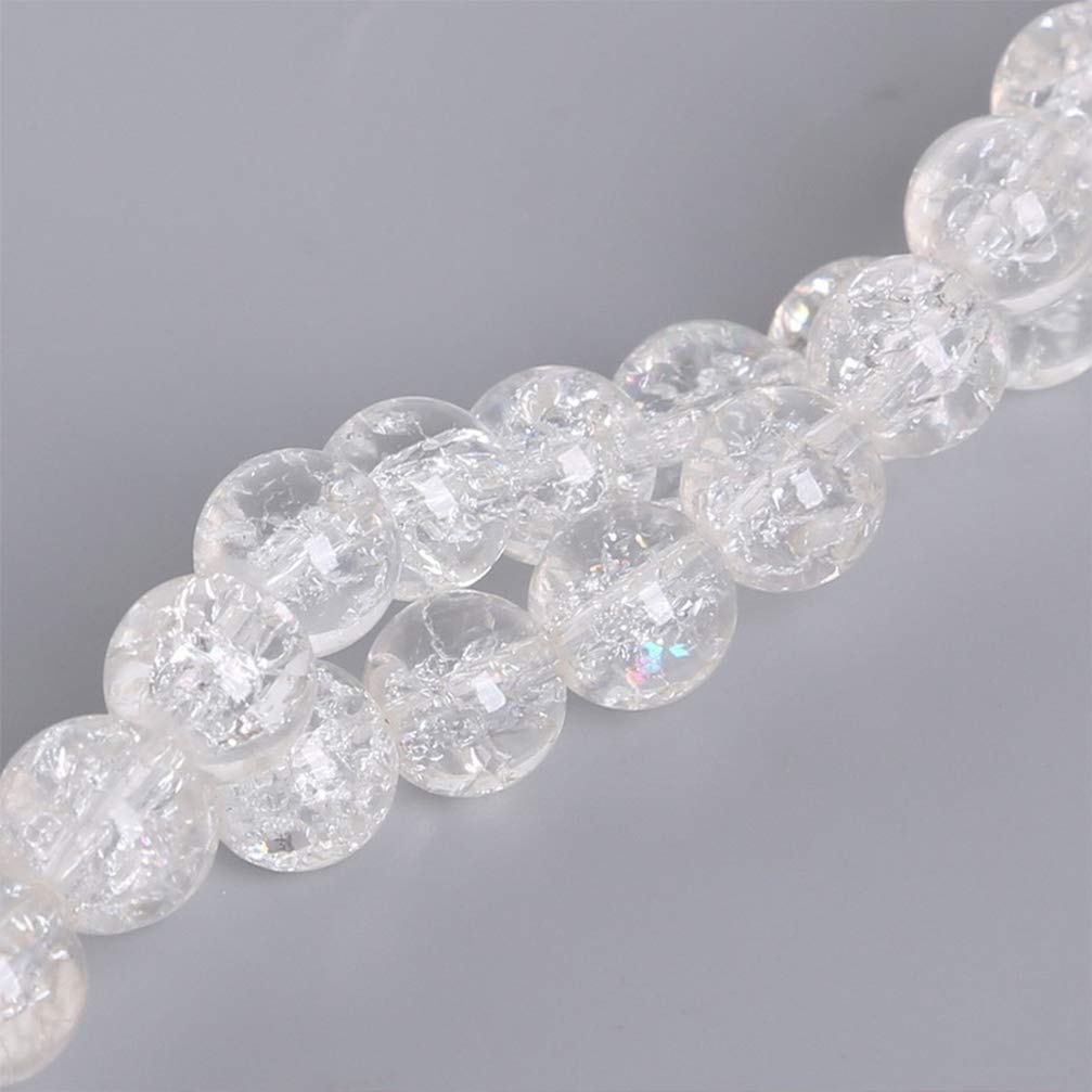 ARTIBETTER 40Pcs 10mm Round Jade Crystal Beads - Loose Quartz Gemstone Crackle Glass Beads for Jewelry Making, Necklaces & Bracelets (White) | DIY Craft Supplies & Handmade Jewelry Accessories