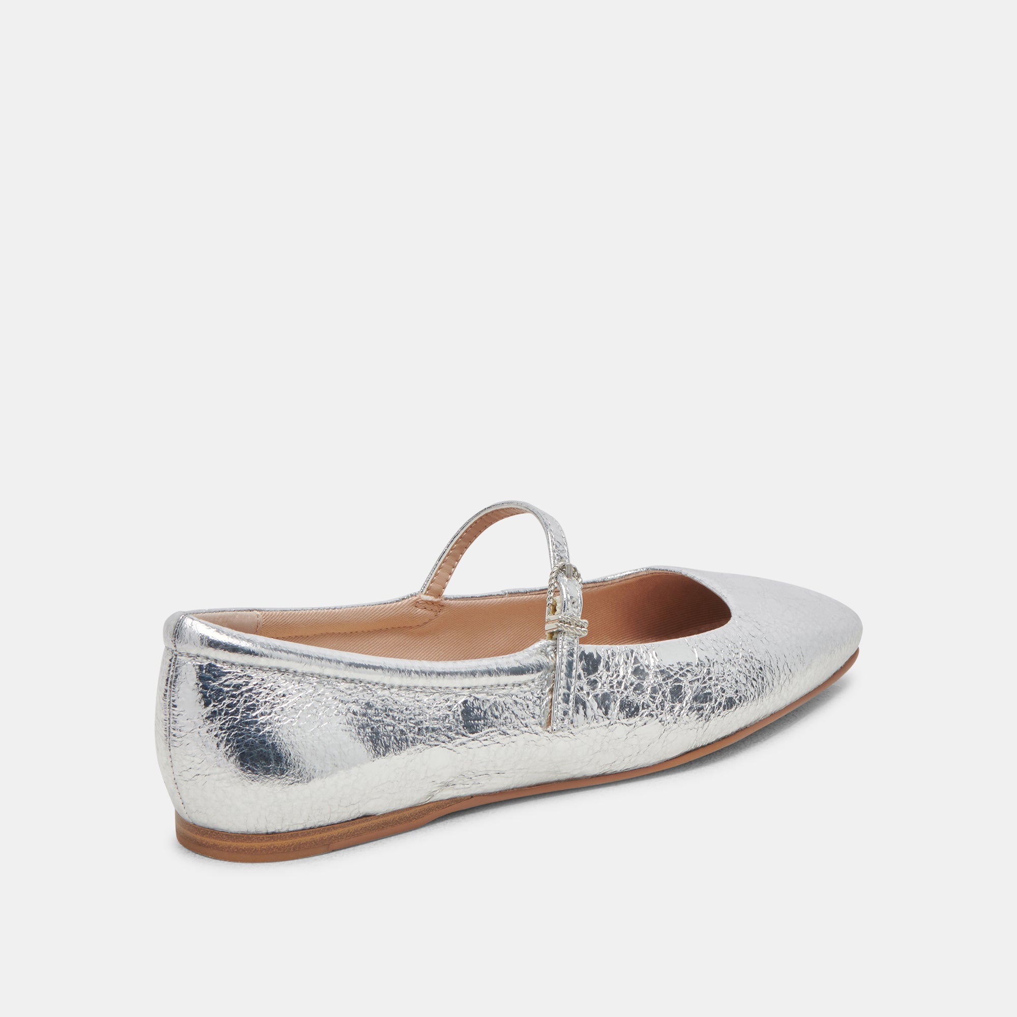REYES Women's Ballet Flats - Silver Distressed Leather Loafers for Women | Comfortable Slip-On Shoes for Work, Casual & Travel