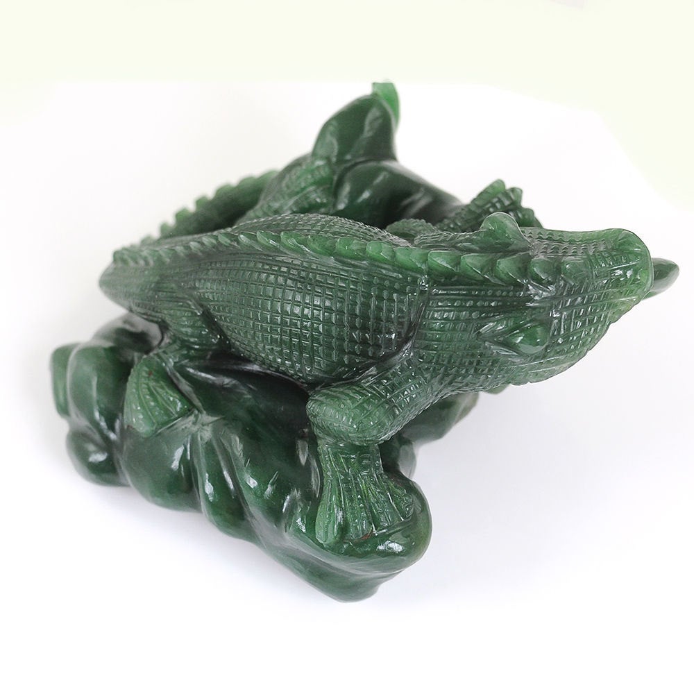 Hand Carved Green Aventurine Quartzite Chameleon Sculpture - Limited Edition Gemstone Art Figurine for Home Decor, Office Display & Spiritual Healing