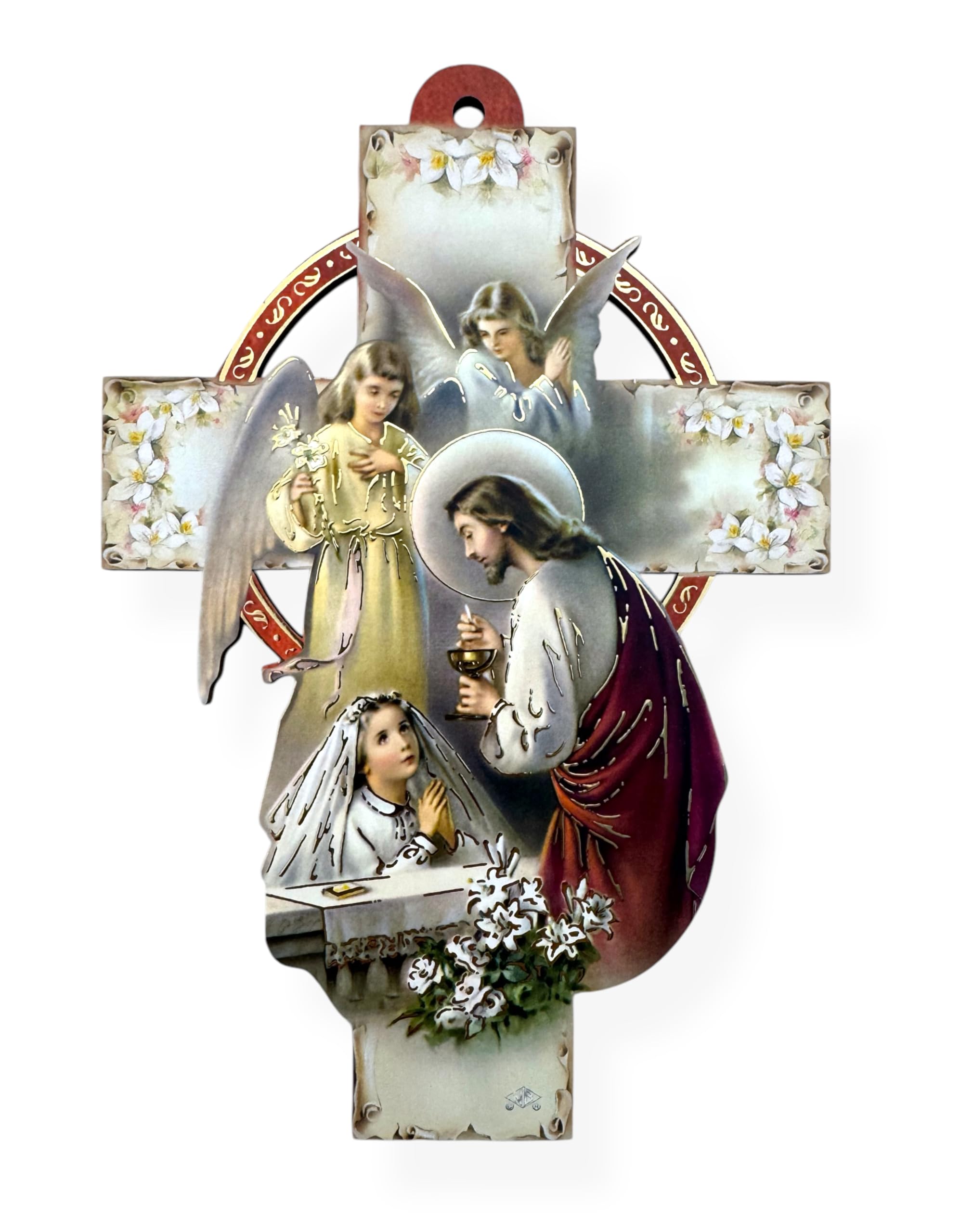 First Communion Wall Cross - Religious Keepsake Gift for Boys & Girls - 8 Inch Decorative Crucifix for Home, Church, or Sunday School Decor