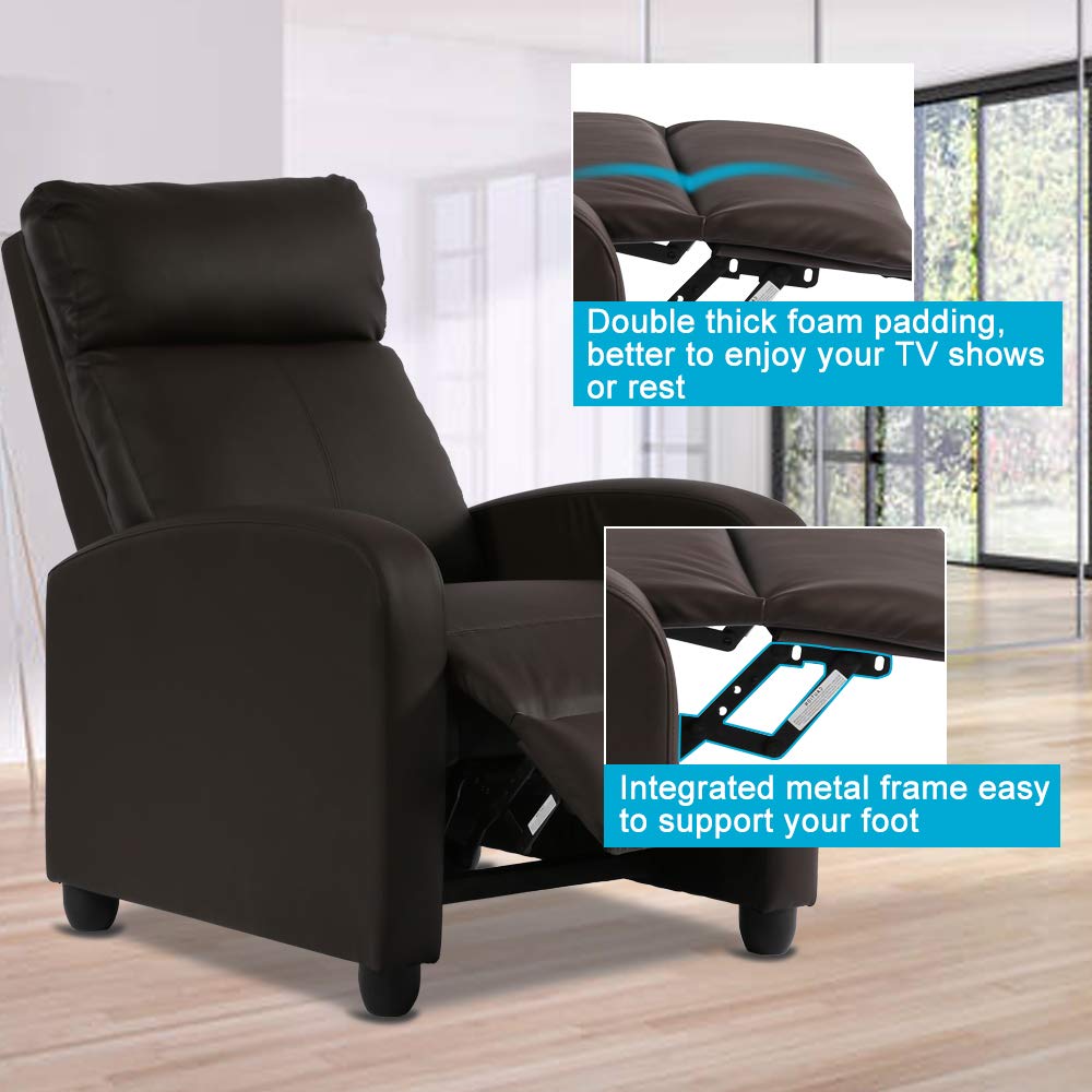 Ergonomic Recliner Chair for Adults with Massage & Remote Control - Soft Lounge Chair for Living Room, Gaming, Reading & Theater Seating - Brown Reclining Sofa Chair - Perfect for Relaxation, Entertainment & Home Comfort