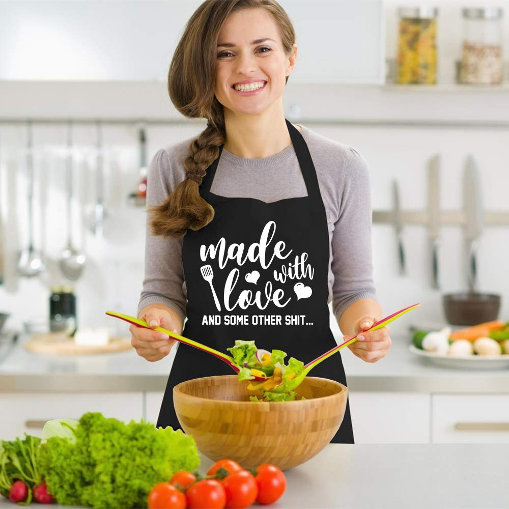 Funny Kitchen Apron for Women & Men - Novelty Cooking Apron with 2 Pockets - Cute Baking Gifts for Bakers - Perfect for Birthday, Housewarming, Mother's Day - Great Gift for Wife, Mom, Sister, Daughter & Grandma - Ideal for Cooking, Baking, BBQ & Kitchen Decor