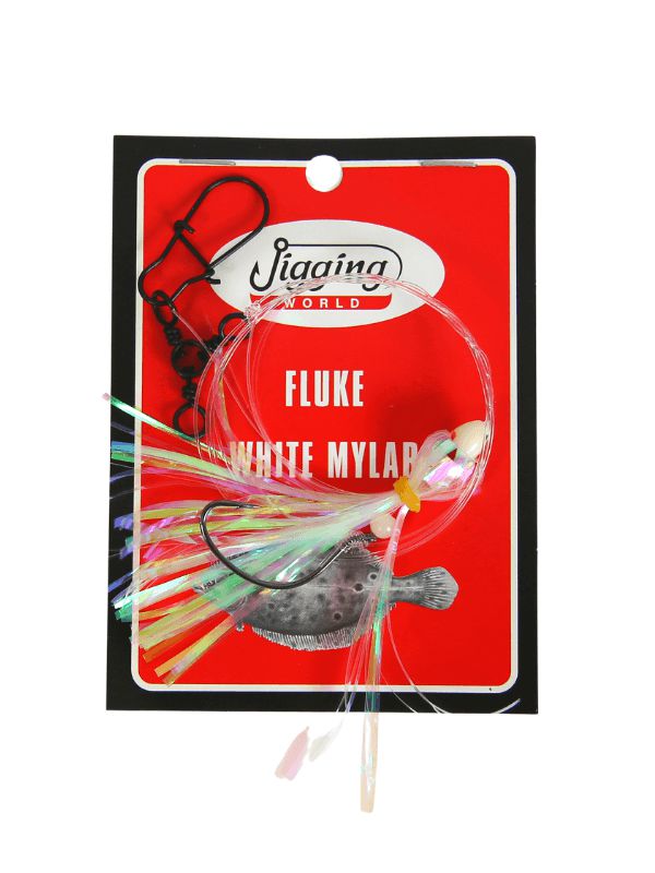 Jigging World Fluke Fishing Rigs with Mylar - Saltwater & Freshwater Fishing Lures for Fluke, Flounder, Bass - Perfect for Pier, Shore & Boat Fishing