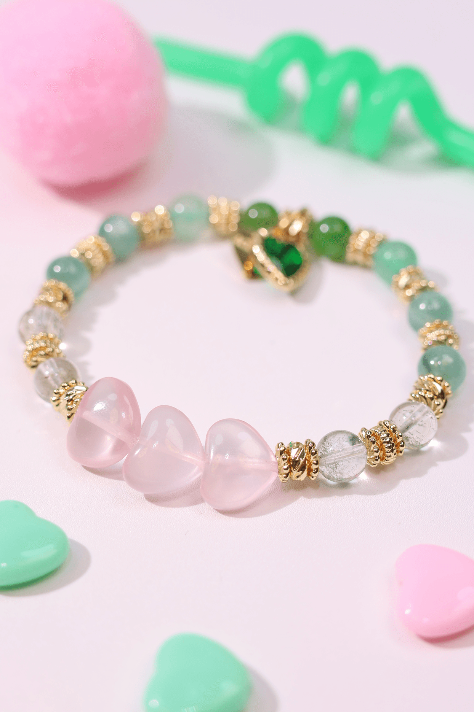Gradient Heart Rainforest Bracelet - Boho Beaded Bracelet for Women, Adjustable Handmade Jewelry for Everyday Wear, Perfect for Festivals & Boho Outfits