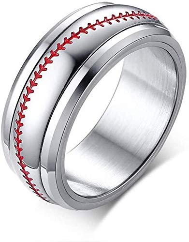 Rotating Baseball Ring for Men - Fashion Sports Jewelry & Memorial Urn Ring for Pets (Size 9) - Perfect for Sports Events, Parties, and Pet Memorials