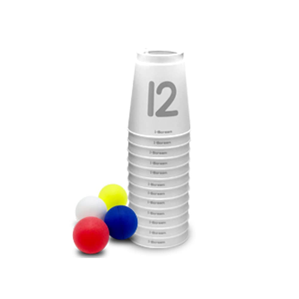 i-Scream Numbered Stacking Cups Set - 12 Sport Stacking Cups with Numbers 1-12 & 4 Ping Pong Balls for Speed Stacking Games, PE Class Activities, Sports Training, and Classroom Learning Games - Perfect for Kids, Teachers, and Team Building Exercises