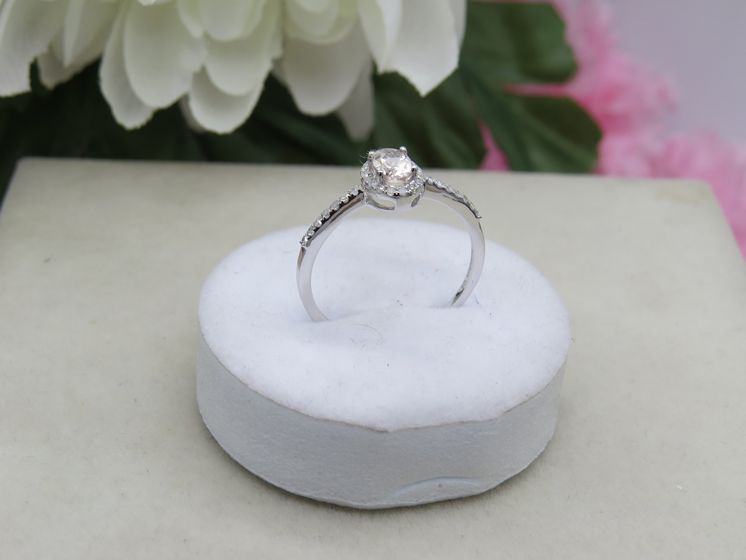 Dazzlingrock Collection Oval Cut Morganite & Round Cut White Diamond Halo Engagement Ring in Sterling Silver - Perfect for Bridal, Wedding, and Proposal Gifts