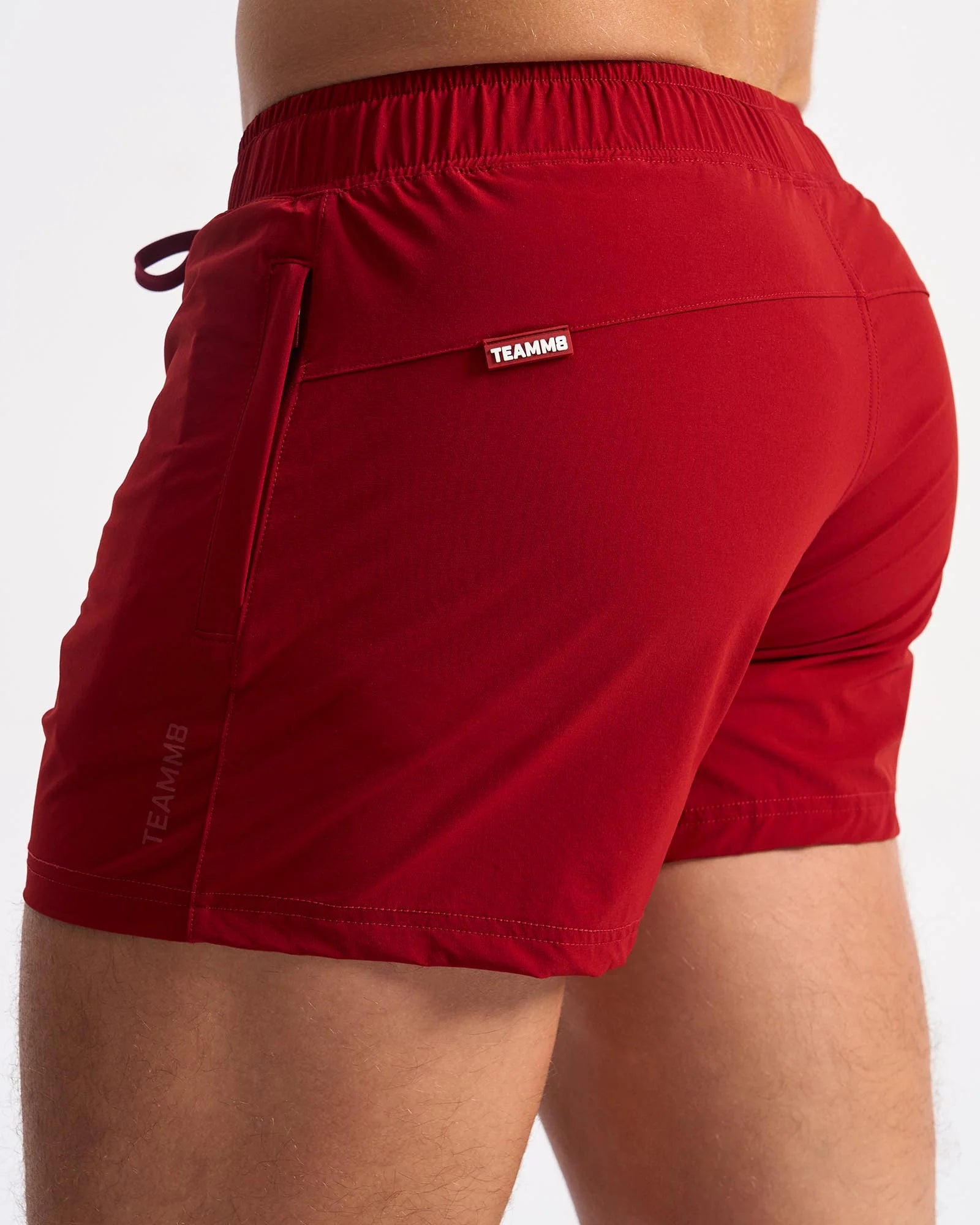 Teamm8 Bolt 3 Shorts - Men's Athletic Running Shorts with Pockets, Breathable Quick-Dry Fabric (Red) - Perfect for Gym Workouts, Jogging & Outdoor Sports