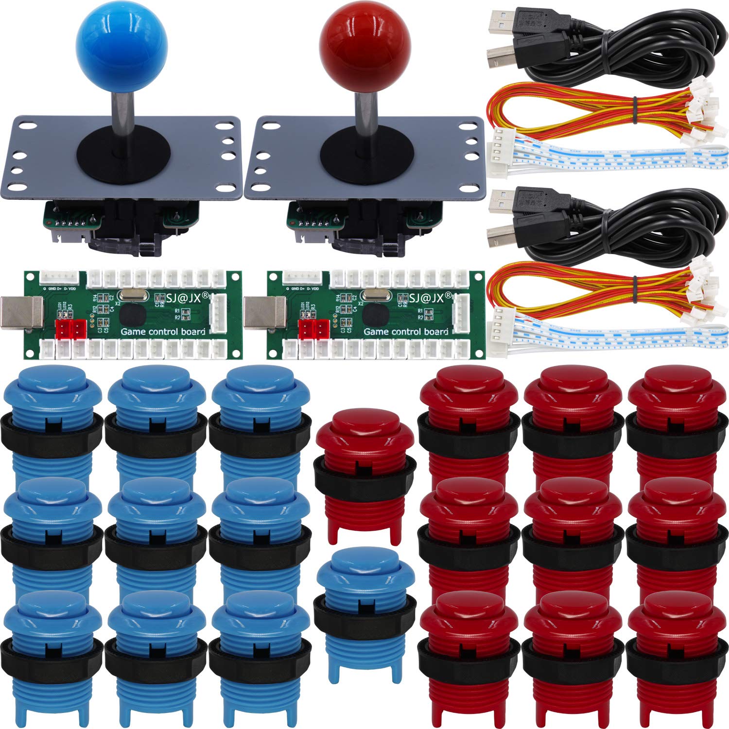 2 Player Arcade DIY Kit with Microswitch Buttons, 4/8 Way Joystick & Zero Delay USB Encoder - Fighting Stick Controller for PC, MAME, Raspberry Pi, Retropie - Perfect for Home Arcade, Gaming Consoles & Retro Gaming Setup
