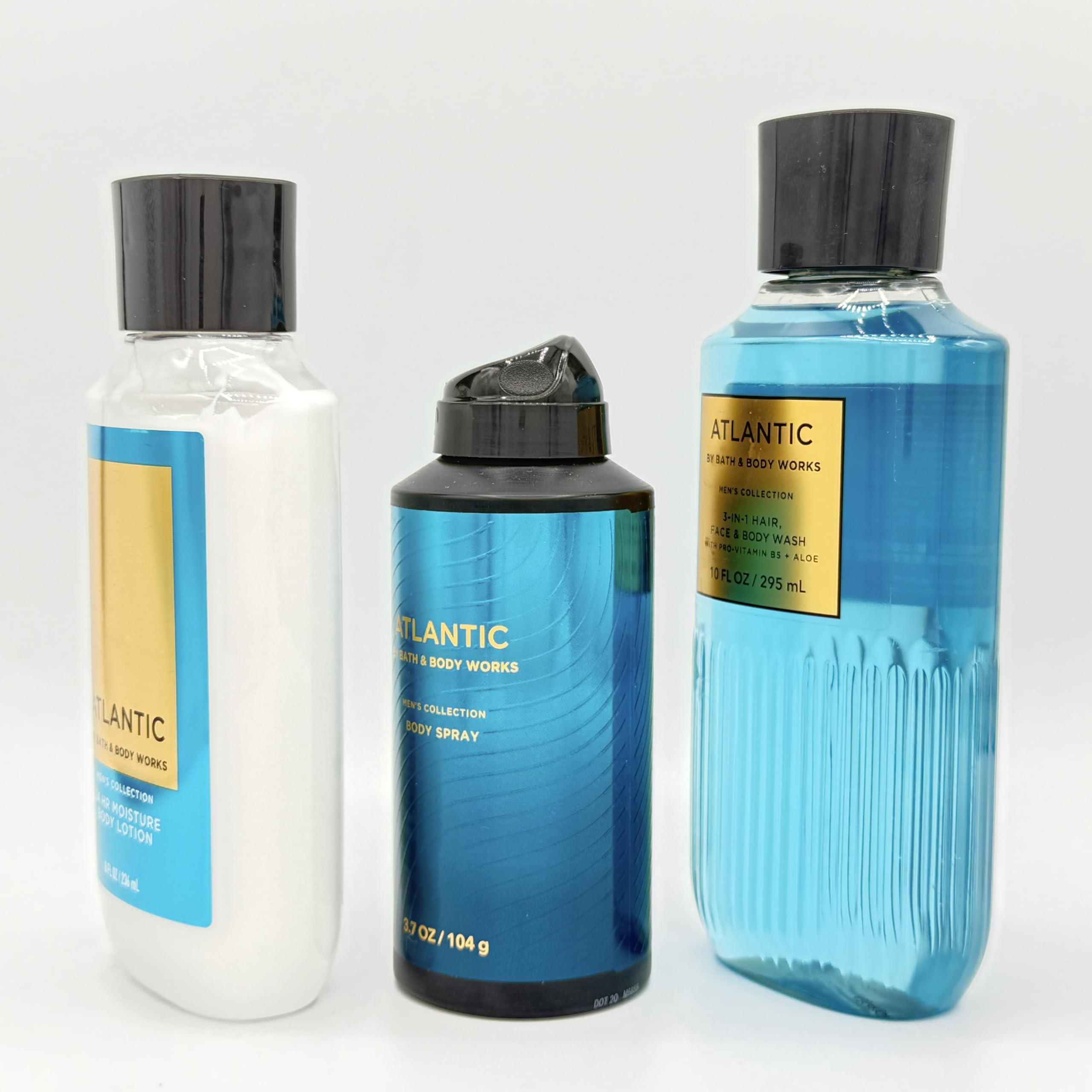 Atlantic Men's 3-Piece Bath & Body Gift Set - Hydrating Body Lotion, Refreshing Body Spray & 3-in-1 Body Wash for Shower, Gym & Travel - Perfect for Men's Skincare & Grooming Routine