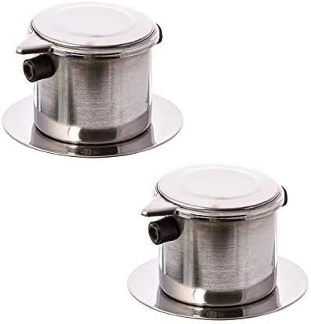 TrueCraftware - Set of 2 Stainless Steel Single Cup Coffee Brewers - Vietnamese Drip Coffee Maker with Infuser Filter for Home, Kitchen & Restaurants - Perfect for Iced Coffee, Espresso & Pour Over Brewing