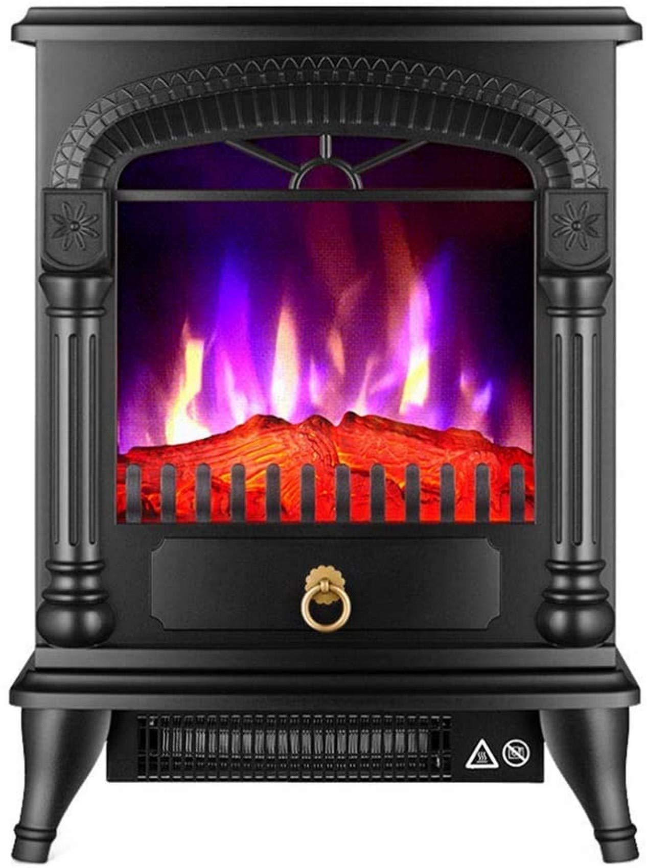 Vintage Style Portable Electric Fireplace Heater with 3D Wood Burning Flame Effect - 1000W/2000W Adjustable Heat Settings - Freestanding Space Heater for Bedroom, Living Room & Office (Black) - Perfect for Winter Warmth & Cozy Ambiance