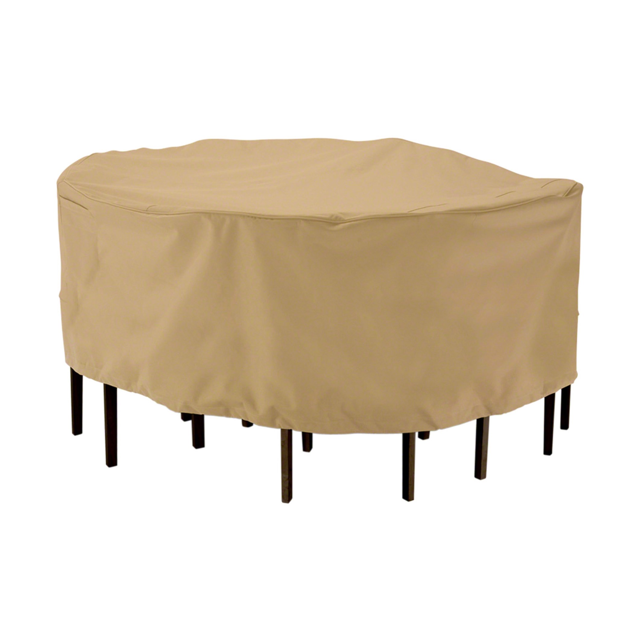 Classic Accessories Terrazzo Water-Resistant 69-Inch Round Patio Table & Chair Set Cover - Durable Outdoor Furniture Protection for Backyard, Deck, and Garden Use