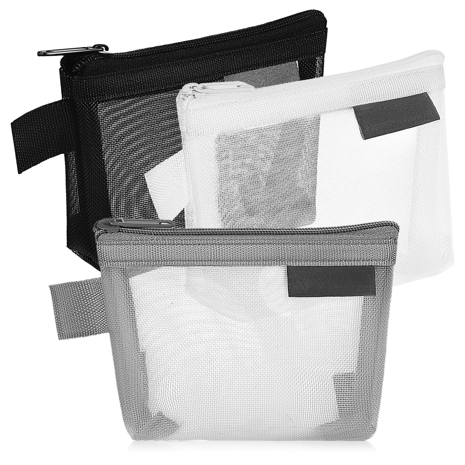 Healifty 3-Pack Mesh Coin Purses - Mini Makeup Organizer Bags for Cosmetics, Jewelry & Change - Portable Travel Storage Pouches for Women (Ideal for Travel, Gym & Daily Essentials Organization)