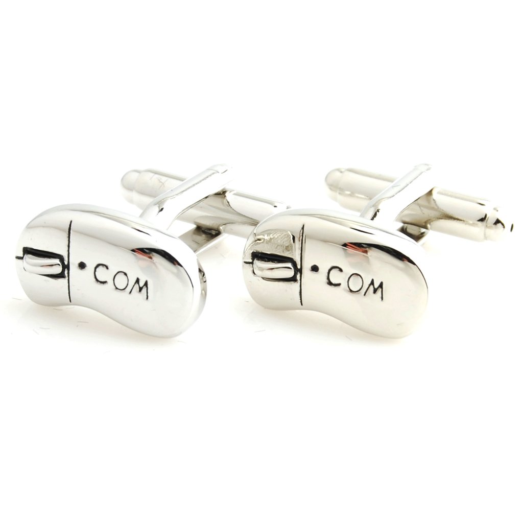 Smart Silver Computer Mouse Cufflinks for Men - Elegant Tech-Inspired Dress Accessories for Business Meetings & Formal Events
