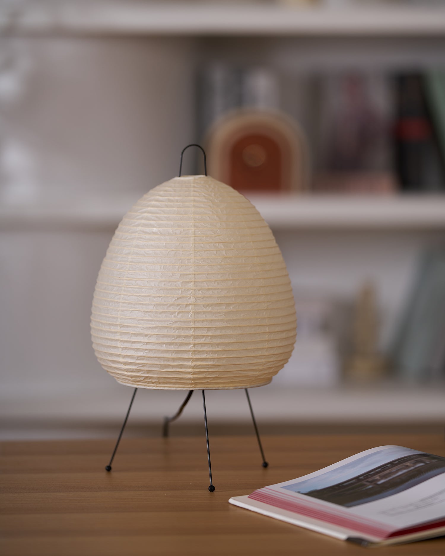 Japanese Akari Paper Table Lamp - Handmade Shoji Style Lighting for Bedroom, Living Room & Office - Warm Ambient Light for Relaxation & Decor