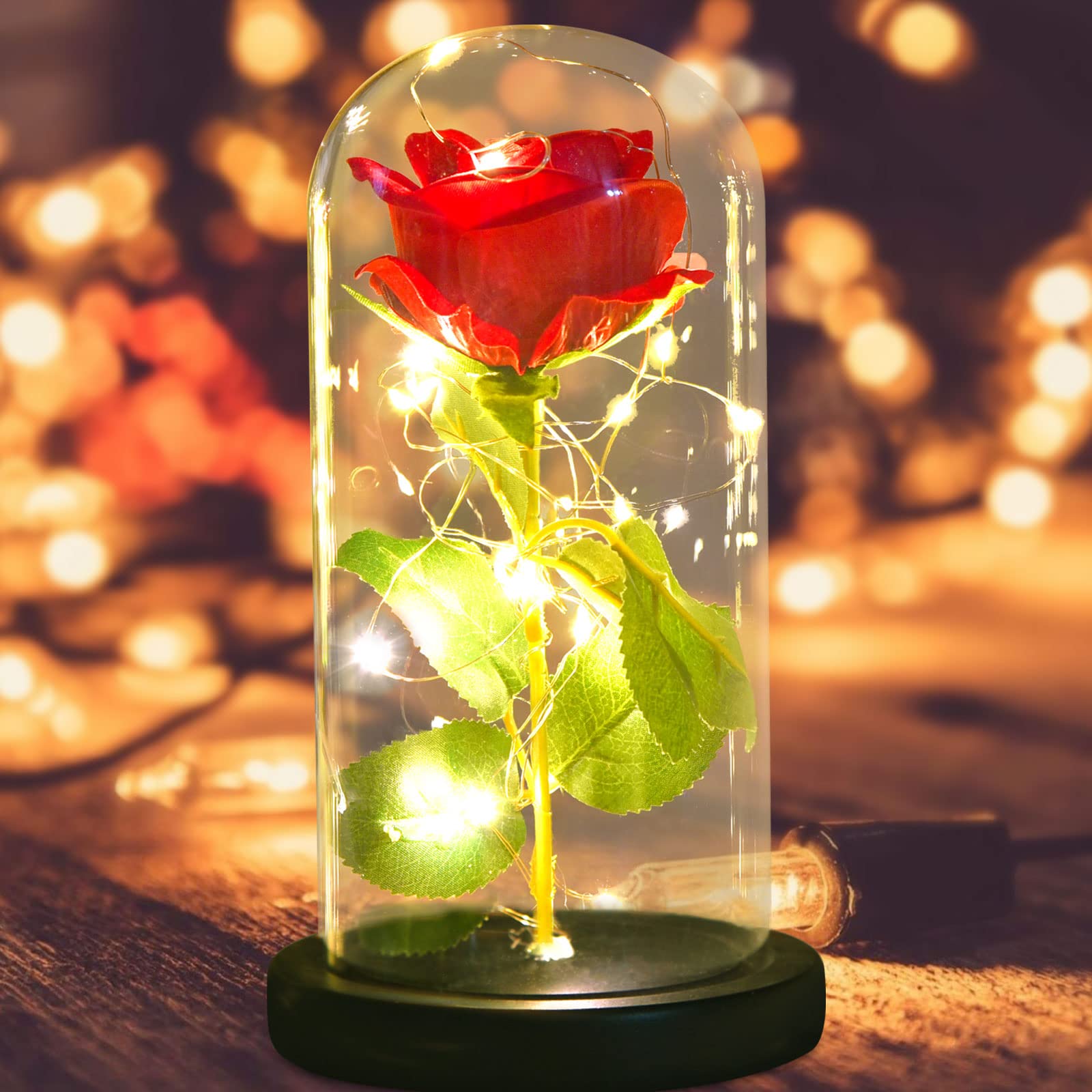 Kyoryuger Rose Red Glass Rose - Preserved Flower Gift for Valentine's Day, Birthday, Anniversary | Perfect Gift for Women, Wife, Girlfriend, Mother | Romantic Home Decor & Special Occasion Present