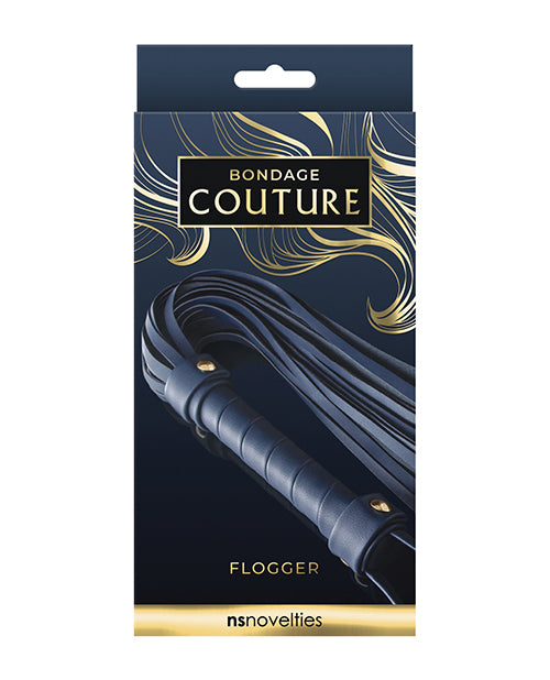Bondage Couture Flogger - Premium Blue Leather BDSM Whip for Sensual Play & Spanking - Perfect for Couples, Roleplay & BDSM Scenes