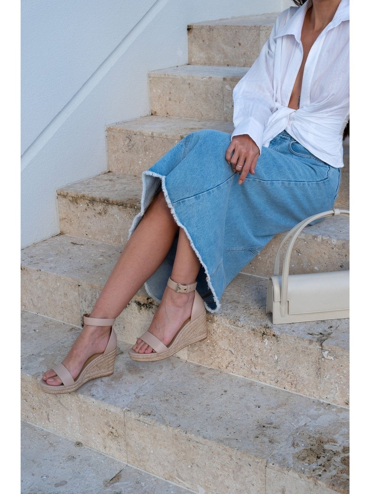 Reign II Women's Nude Leather Wedge Sandals - Comfortable Summer Casual Shoes for Beach, Vacation & Everyday Wear