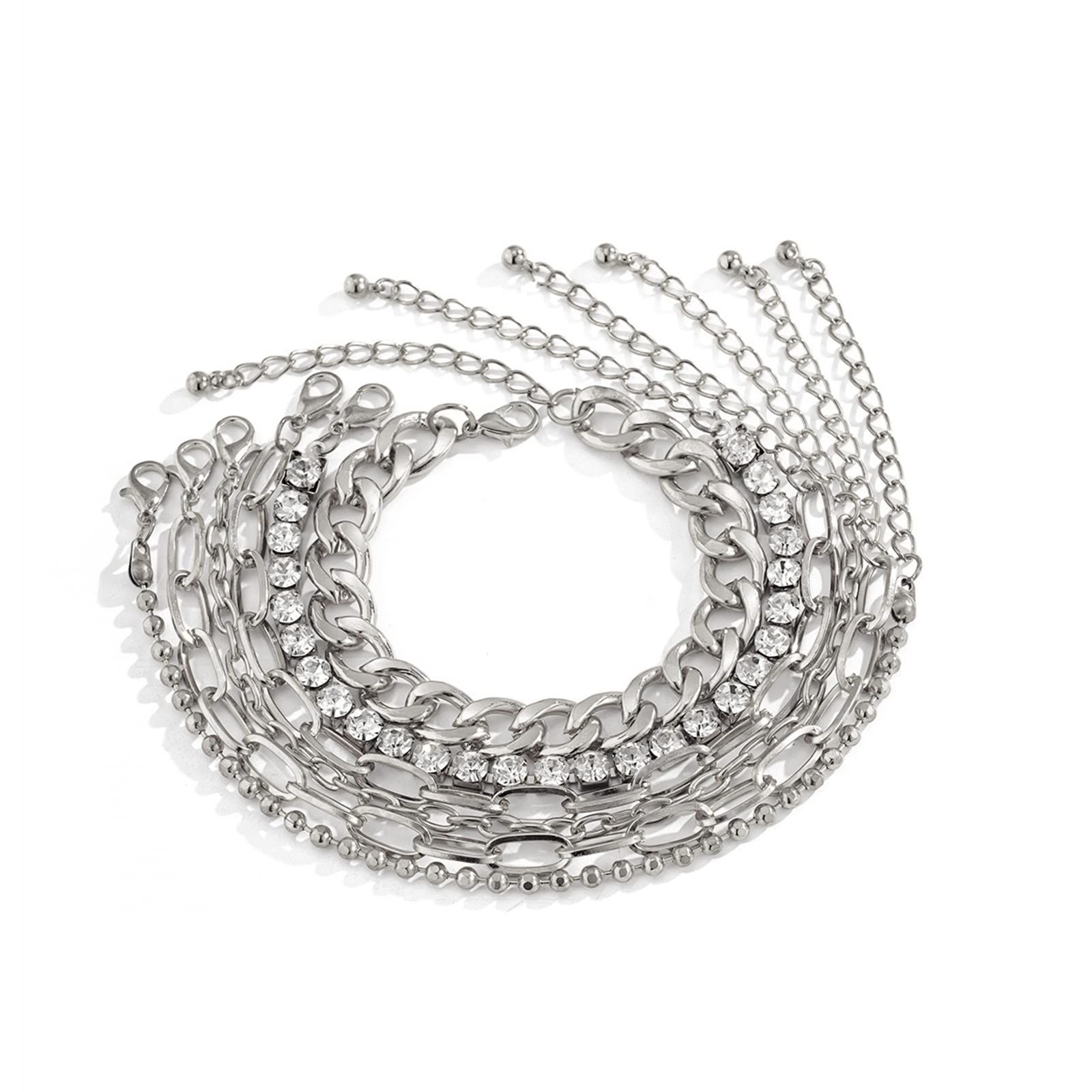 Elegant 6-Piece Layered Necklace Set for Women - Dainty Multi-Layer Ball Chain Necklaces & Bracelets - Perfect for Layering, Everyday Wear & Gift Giving