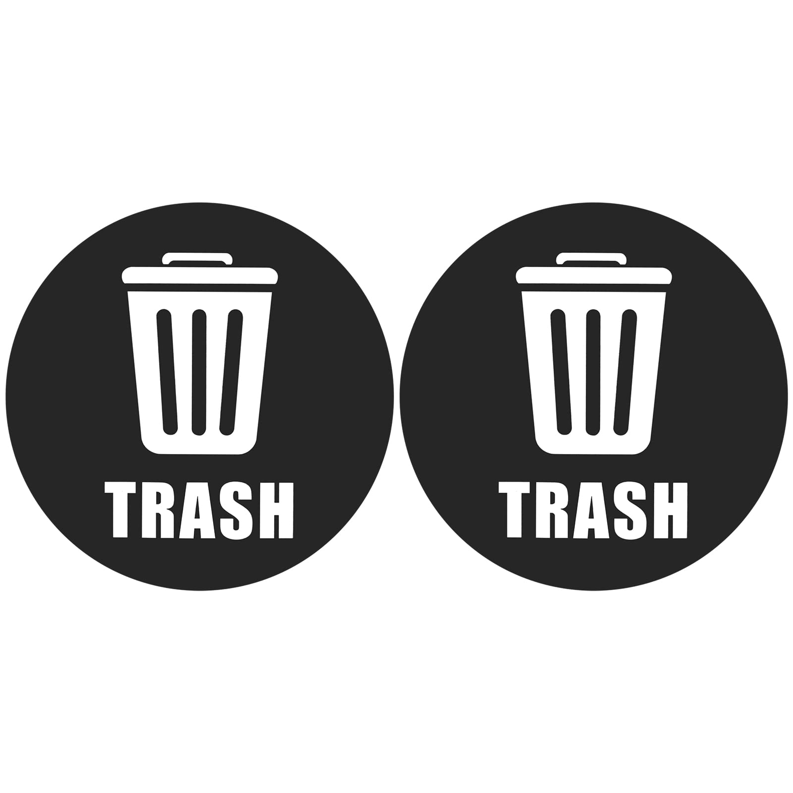 Meccanity 5 Inch Large Vinyl Trash Stickers Decals - Bin Labels for Stainless Steel & Plastic Trash Cans (Black, Pack of 2) - Perfect for Kitchen, Office & Public Spaces Waste Sorting