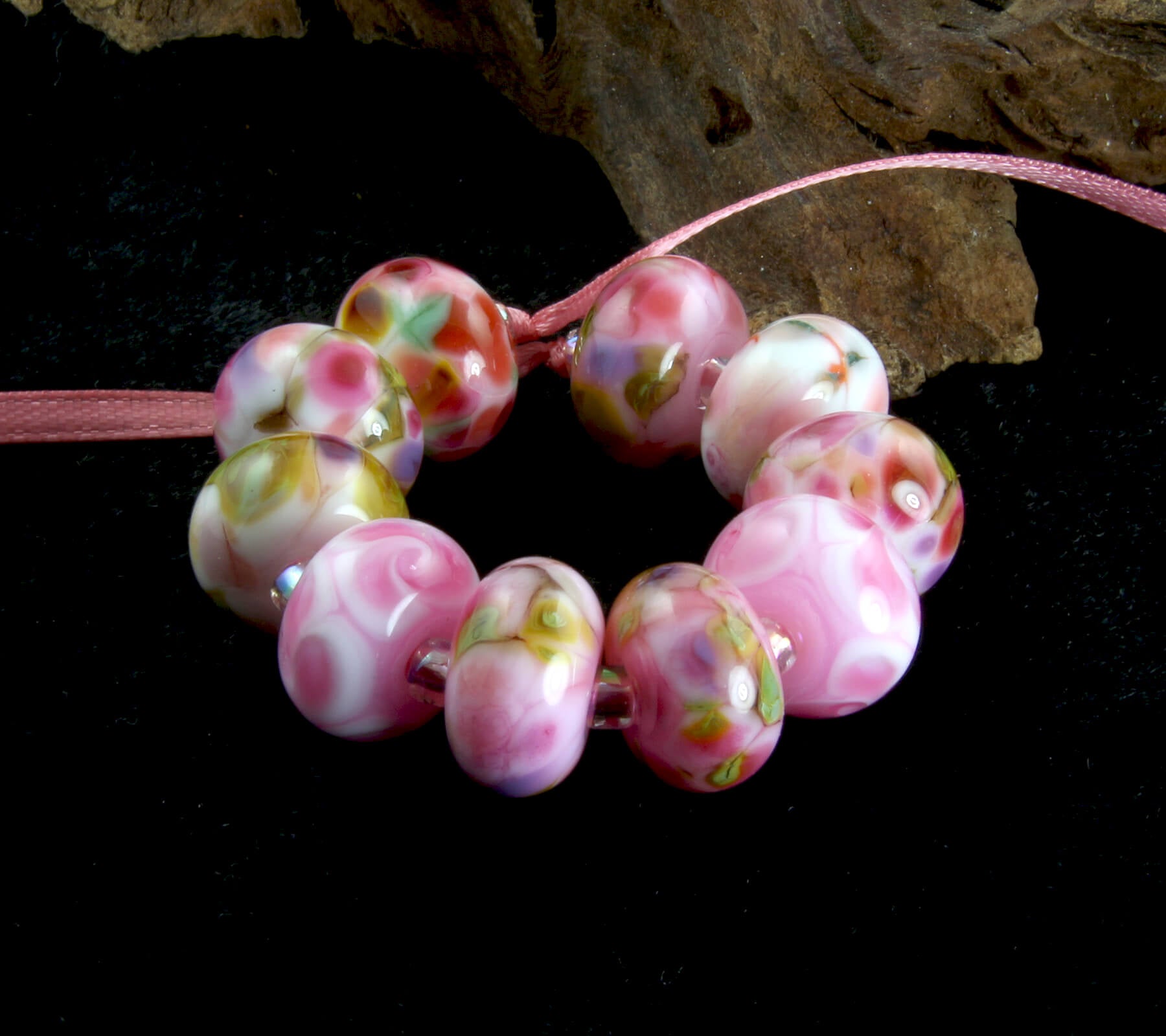 Rose Pink Orphans Lampwork Beads Set SRA - Handmade Glass Beads for Jewelry Making, DIY Crafts, Bracelets & Necklaces - Perfect for Gift Giving & Beading Projects
