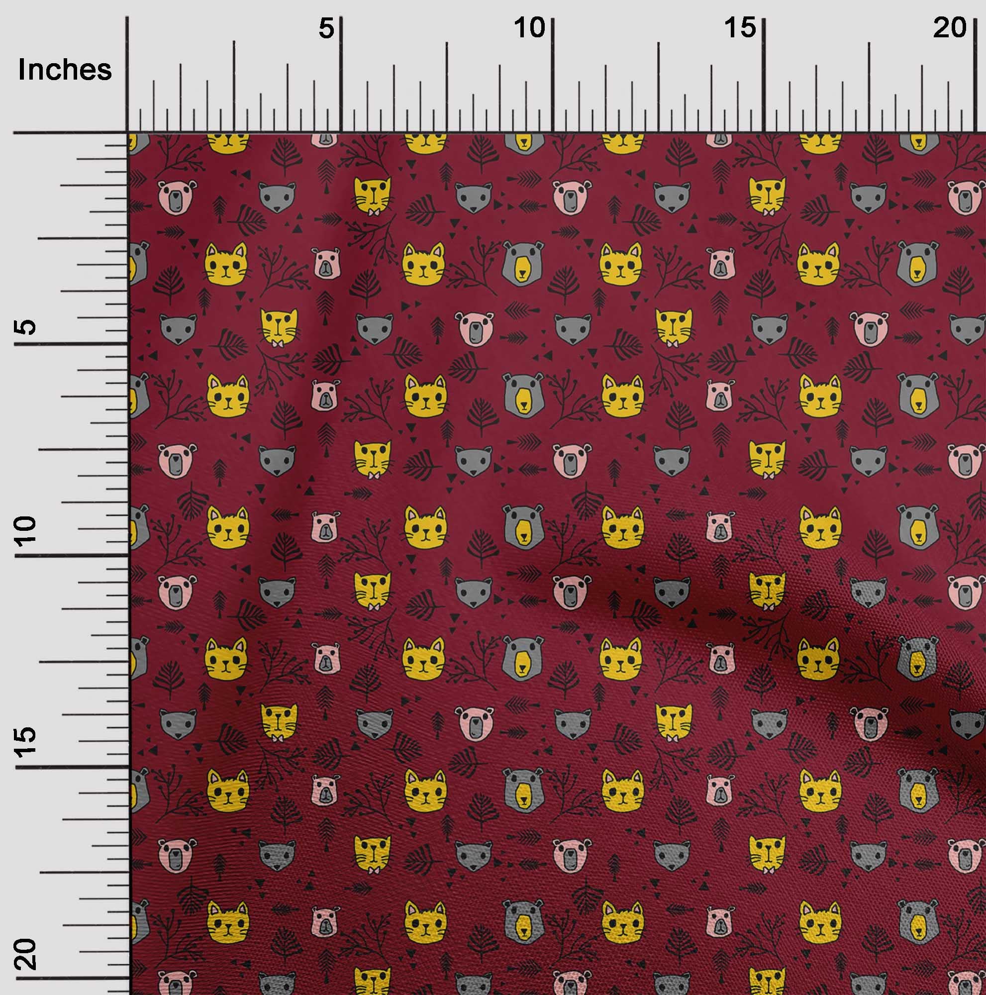 oneOone Silk Tabby Maroon Fabric - 42 Inch Wide Printed Animal Pattern DIY Sewing Material for Kids Clothing & Crafts | Perfect for Costumes, Quilting, and Home Decor Projects