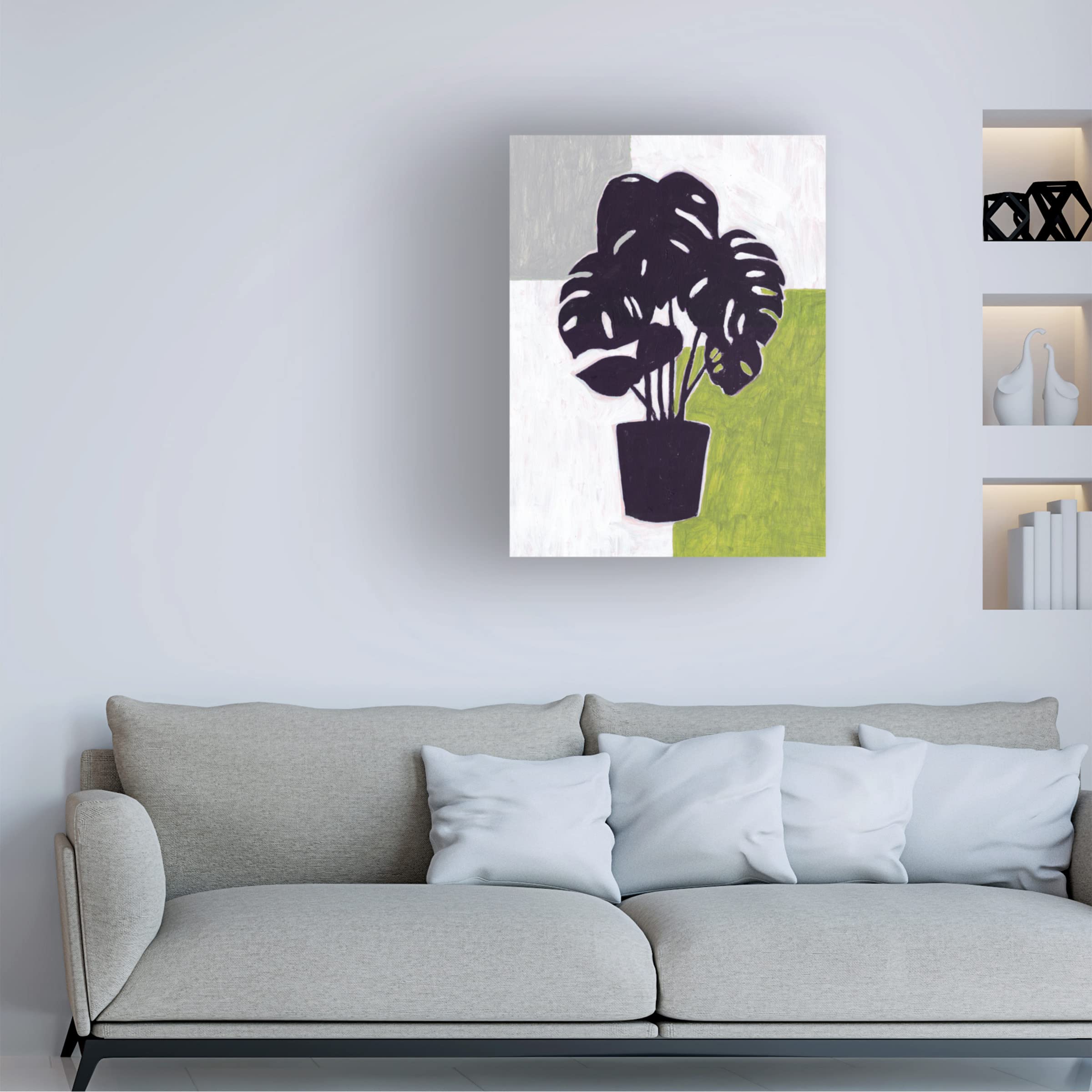 Trademark Fine Art 'Green Plantling II' Canvas Art by Melissa Wang - Modern Botanical Wall Decor for Living Room, Bedroom & Office
