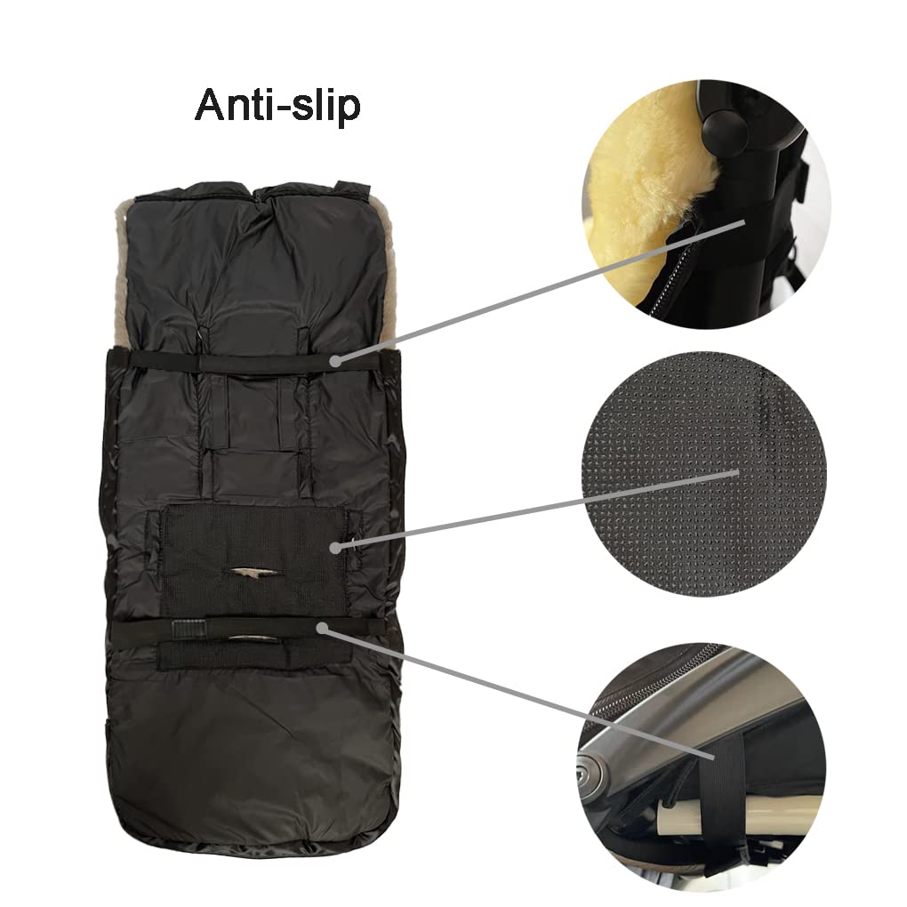 Premium Eco-Friendly Australian Sheepskin Stroller Footmuff - Windproof & Waterproof Universal Baby Stroller Sleeping Bag for Newborns & Toddlers - Perfect for Winter Walks, Outdoor Adventures & Stroller Naps