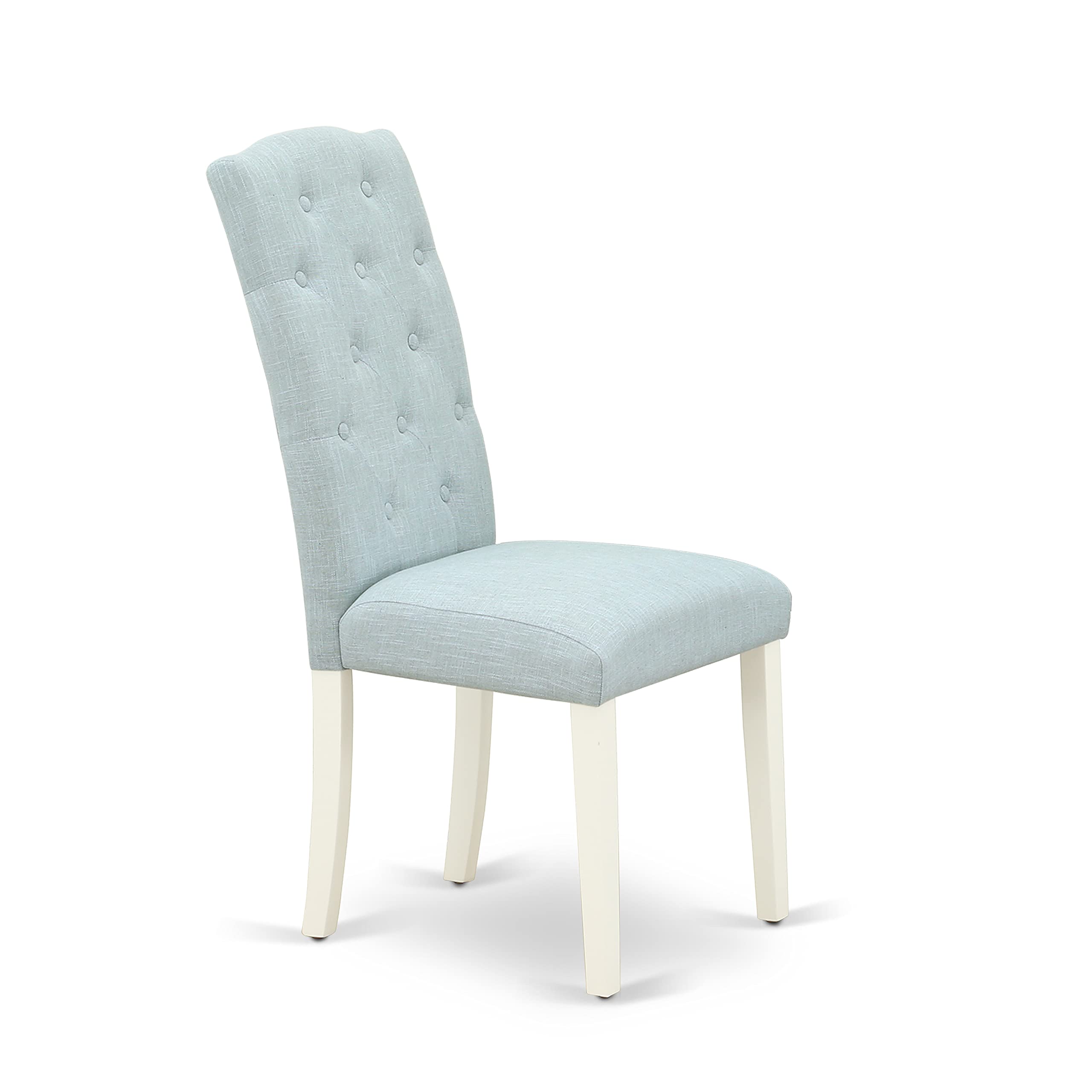 East West Furniture X077CE215-5 5-Piece Dining Room Set - 40x72 Inch Rectangle Kitchen Table with X-Legs & 4 Baby Blue Linen Fabric Chairs - Modern 4-Seater Dining Table Set for Small Spaces, Kitchens, Breakfast Nooks & Apartments