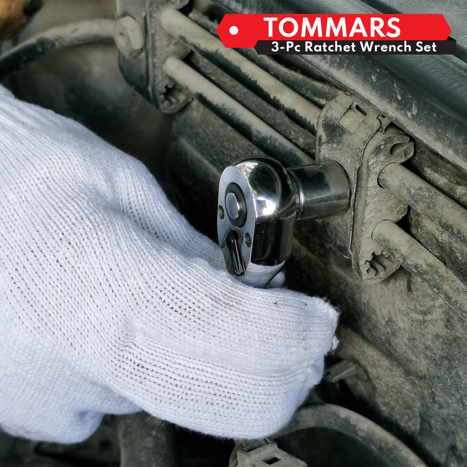 TOMMARS 72-Tooth Ratchet Socket Wrench Set - 1/4