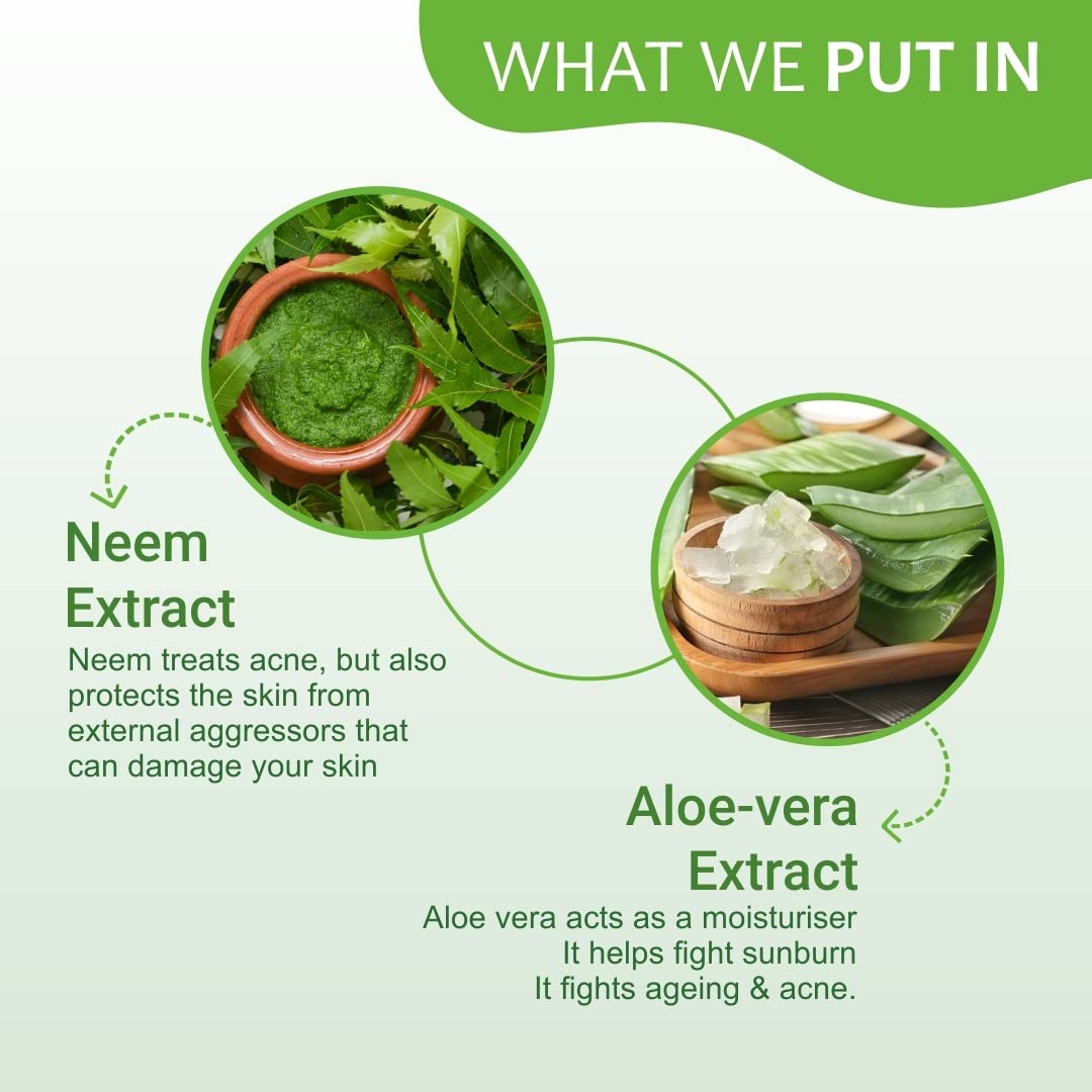 VELAY&CHE Pure Neem & Aloe Vera Face Wash for Hydrating Skin - 100ml Unisex Cleanser (Pack of 1) | Gentle Daily Facial Wash for Acne, Dry & Sensitive Skin | Perfect for Morning & Night Skincare Routine