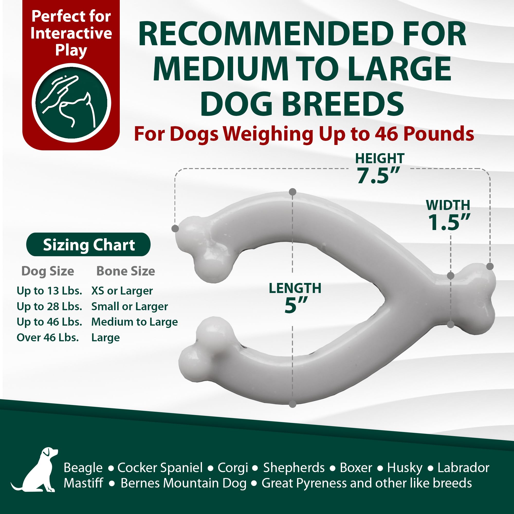 Durable Sporn Marrow Wishbone Dog Chew Bones for Aggressive Chewers - Jerky Flavor Nylon Chew Toy, Non-Toxic & Gluten-Free for Medium/Large Dogs - Perfect for Teething, Anxiety Relief & Long-Lasting Entertainment