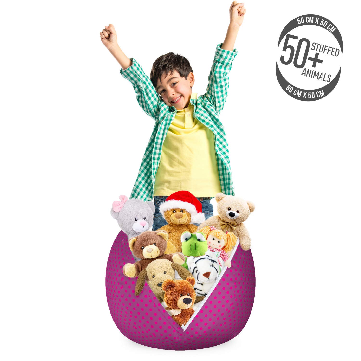 Ambesonne Magenta Storage Toy Bag Chair - Classic Polka Dots Pattern, Traditional Design Purple Background | Stuffed Animal Organizer, Washable Small Size Toy Storage Bag (Magenta/Eggplant) - Perfect for Kids' Room, Playroom & Nursery Organization