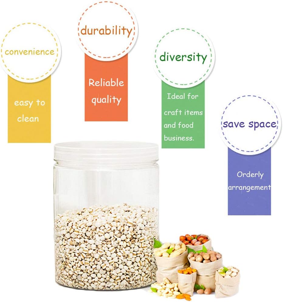 15 Pack 6oz Clear Plastic Jars with Wide Mouth - Airtight Food Storage Containers for Dry Food, Spices, Honey & More | Perfect for Kitchen, Pantry & DIY Organizing