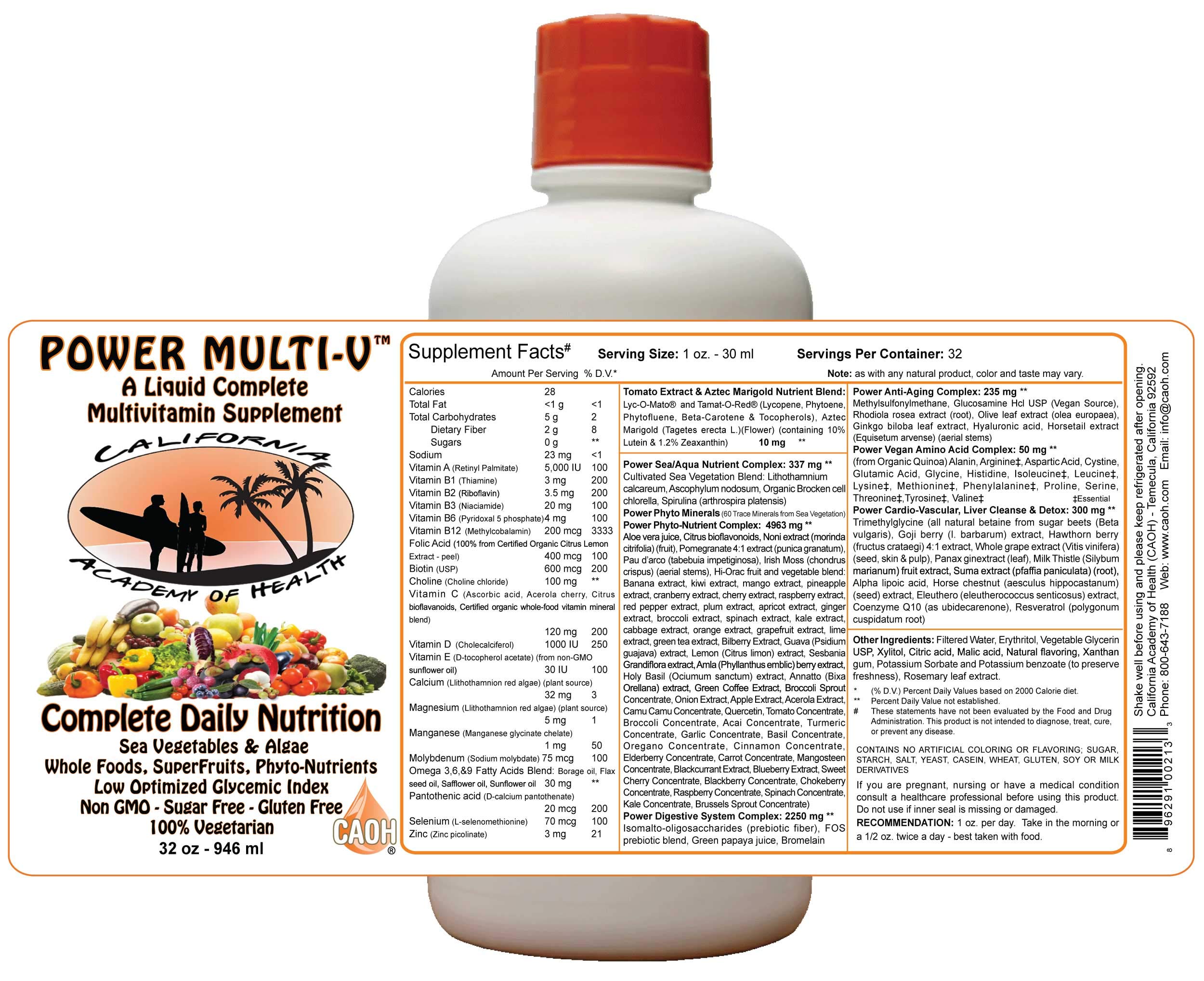 CAOH® Liquid Multivitamin Superfood Blend with Super Fruits & Berries - Rich in Nutrients & Antioxidants (3-32 oz Bottles) | Supports Immune Health, Energy & Wellness | Perfect for Daily Supplementation & Active Lifestyles