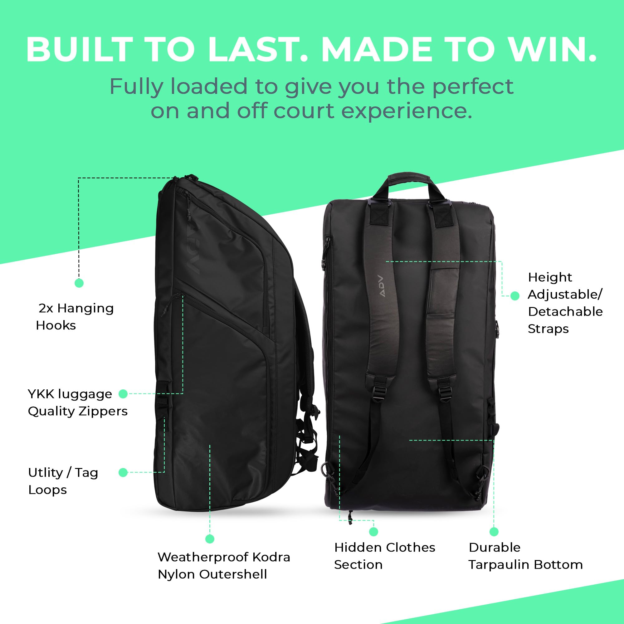 ADV Pro Tennis Bag V3 - Premium Tennis Racquet Backpack with Cooler Pocket, Ventilated Shoe Compartment & Smart Organization | Perfect for Men & Women Players | Ideal for Tournaments, Practice & Gym