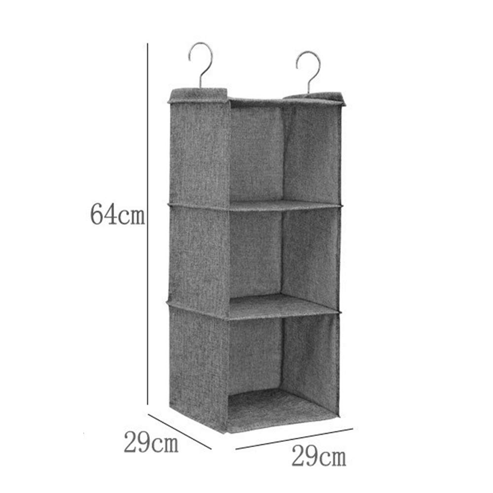 MIFXIN 3-Tier Hanging Closet Organizer - Foldable Storage Shelves for Wardrobe with Hooks | Perfect for Organizing Clothes, Shoes & Accessories in Bedroom, Closet or Dorm Room (Grey)