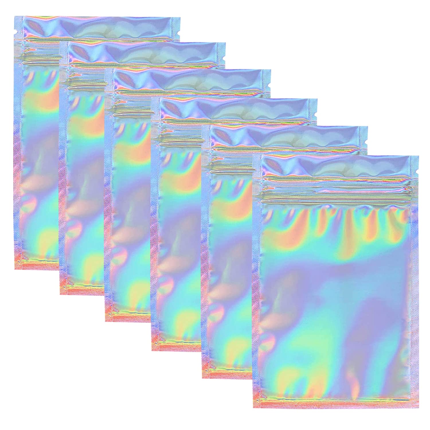 50 Pack Resealable Mylar Zip Lock Bags - Smell Proof Flat Foil Pouch for Food Storage, Candy, Cookies | Perfect for Party Favors, Travel Snacks & Home Organization