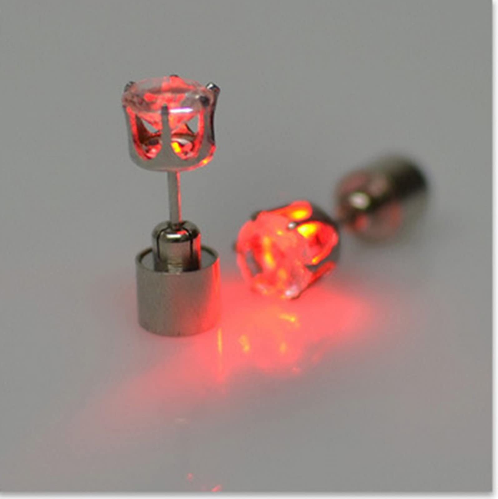 Color Changing LED Light Up Earrings - Christmas Holiday Glowing Jewelry with 7 Colors, Cool Shiny Studs for Women - Perfect Thanksgiving Gift, Party Accessories & Festival Celebration (Red)