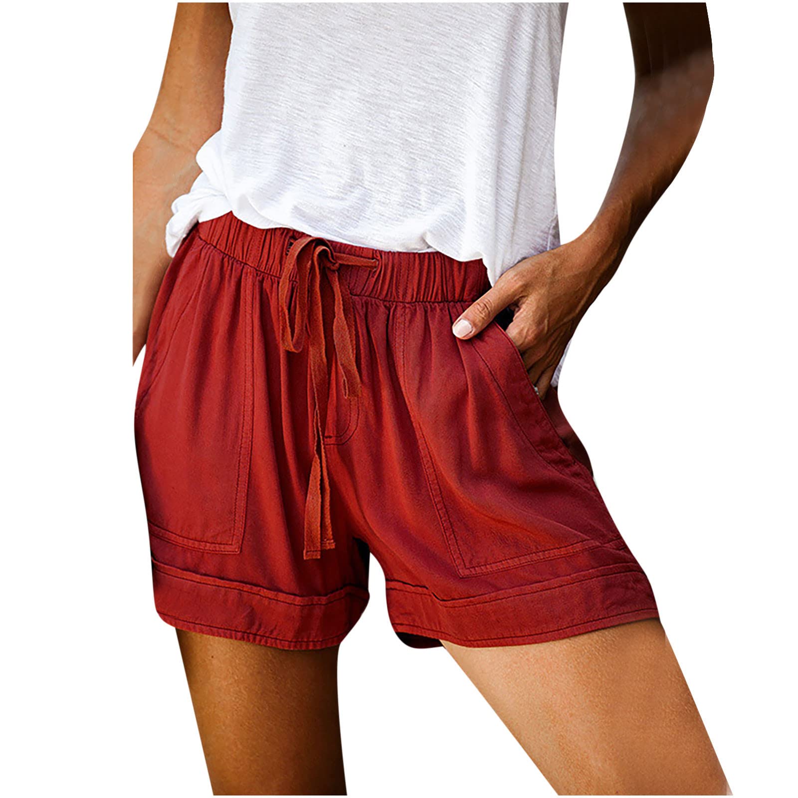 Women's Summer Shorts - Elastic Waist Hiking Shorts for Outdoor & Casual Wear