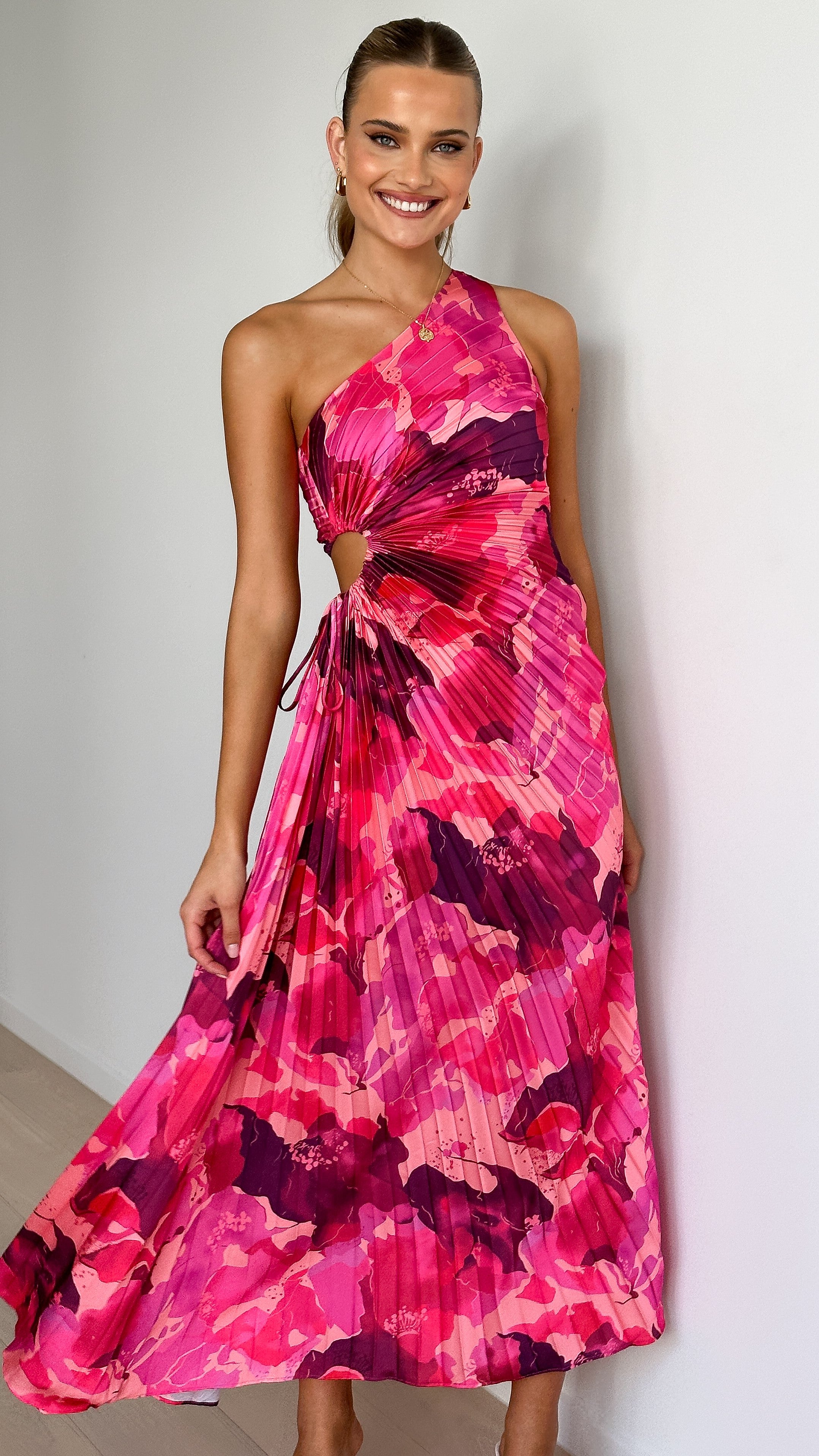 Laken Women's Maxi Dress - Pink Floral Print Long Summer Dress for Beach, Vacation & Casual Wear