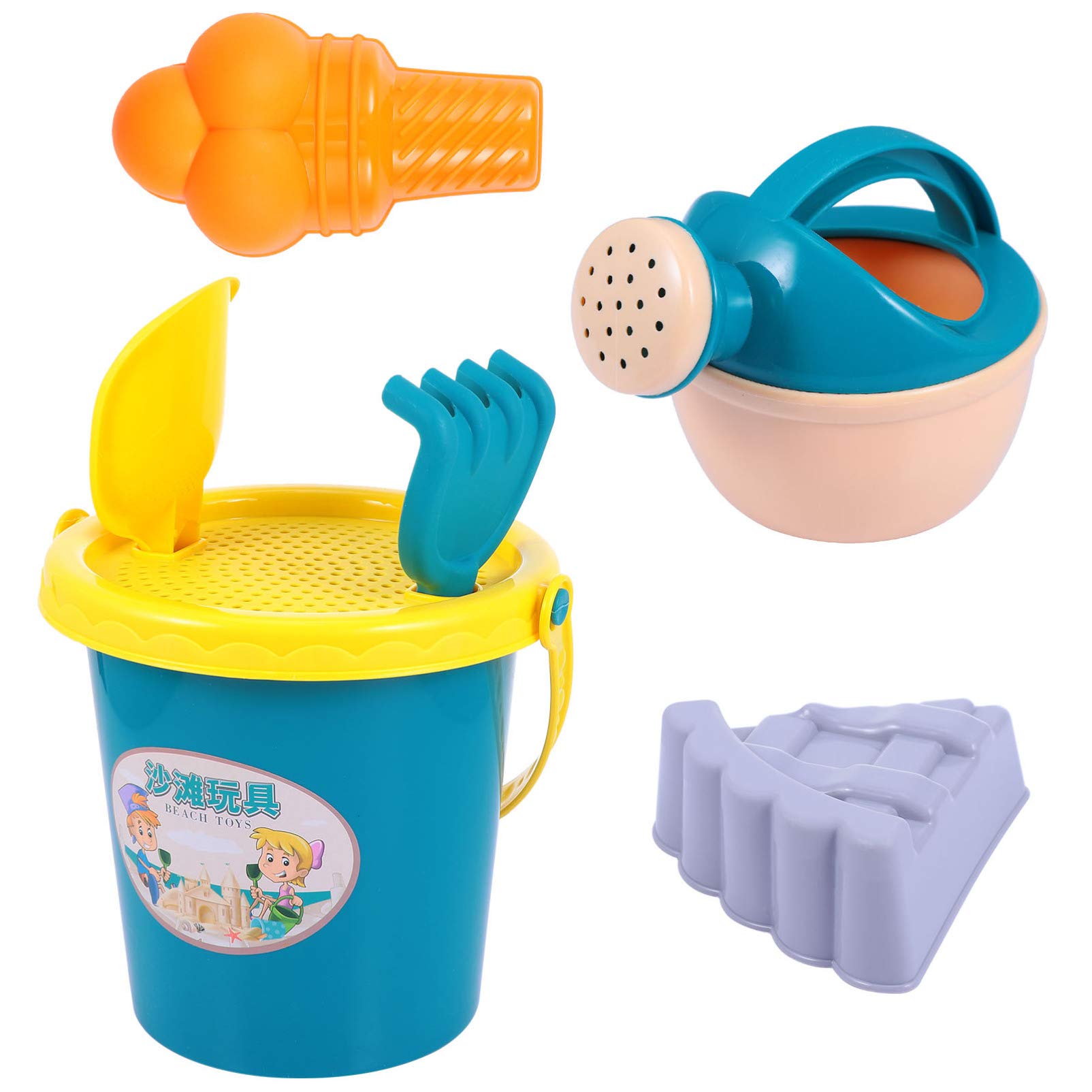 TOYANDONA 6Pcs Summer Sand Toys Set - Funny Beach Play Set with Portable Bucket & Shovel for Kids - Perfect for Beach, Backyard & Sandbox Activities